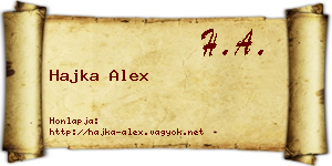 Hajka Alex névjegykártya